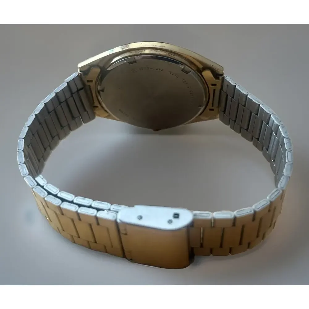 VTG Lorus Gold Tone Quartz Analog Watch 36mm Men's V131-8030 New Battery -WORKS!